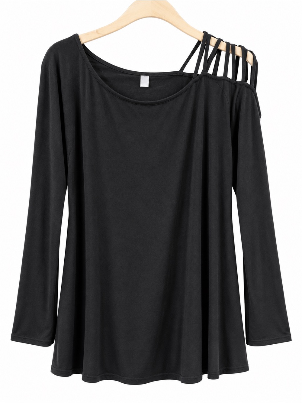 HEIMISH USA Black Long Sleeve Tee with Strappy One-Shoulder Detail